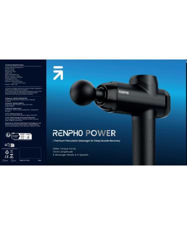 Renpho Power Massage Gun - 12mm Amplitude Type-C 6 Heads & Modes LED Touchscreen - International Shipping - Buy Online on GoSupps.com