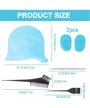 Silicone Highlight Cap Kit Hair Dye Cap with Hook Needles Hair Dye Comb and Earmuffs Streaking Cap Hair Highlighting Cap and Hook Kit Hairdressing Dyeing Staining Tools for Women Men - Buy Online on GoSupps.com