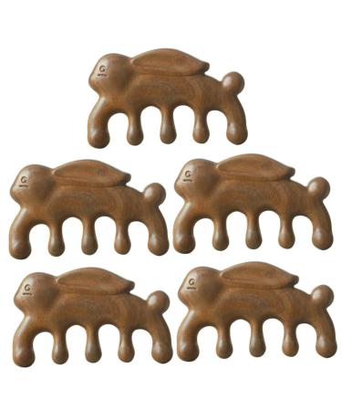 Healeved 5pcs Massage Comb Made of Green Sandalwood Tool Wooden Women