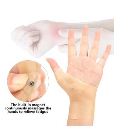6 Piece Thumb Spica Splint Gel Wrist Support Brace Set | Waterproof Magnetic Thumb Braces for Women and Men | Elastic Wrist Sleeves for Typing, Yoga, and Swimming - Beige - Buy Online on GoSupps.com