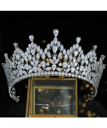 Aoligrace CZ Princess Pageant Crowns | Cubic Zirconia Wedding Tiara for Bride | Birthday Quinceanera Hair Accessory - Buy Online on GoSupps.com