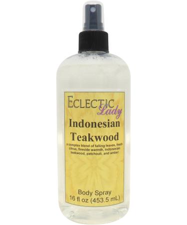 Indonesian Teakwood Body Spray 16 ounces Body Mist for Women with Clean Light & Gentle Fragrance Long Lasting Perfume with Comforting Scent for Men & Women Cologne with Soft Subtle Aroma For 16 Fluid Ounces