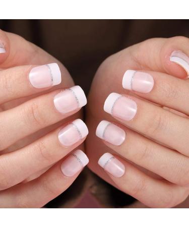 Blindery French Square Press on Nails - Pink Glossy Glitter - 24PCS - Buy Online on GoSupps.com