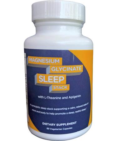 Magnesium Glycinate Sleep Support with L-Theanine and Apigenin | Magnesium Glycinate 175 mg Elemental Magnesium | L-Theanine 200 mg | Apigenin 50 mg | Sleep Stack | 60 Count 30 Servings