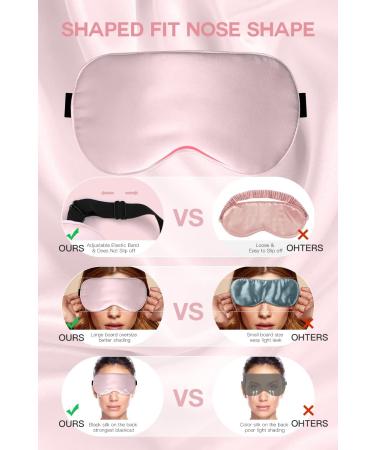 22 Momme 100% Pure Mulberry Silk Pink Sleep Mask | Adjustable Headband | Anti-Allergy | Natural Silk Eye Mask | Perfect Gift for Men and Women - Buy Online on GoSupps.com
