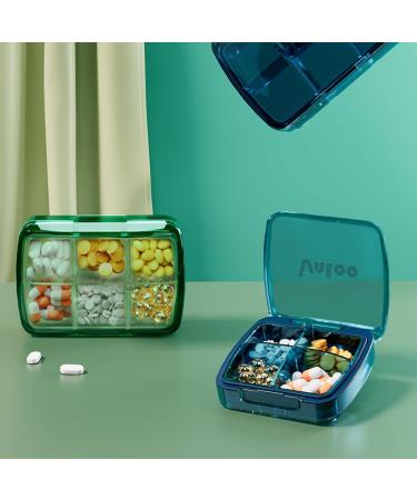 Portable Blue Pill Box with 6 Compartments - Moisture-Proof Organizer for Medication & Supplements - Buy Online on GoSupps.com