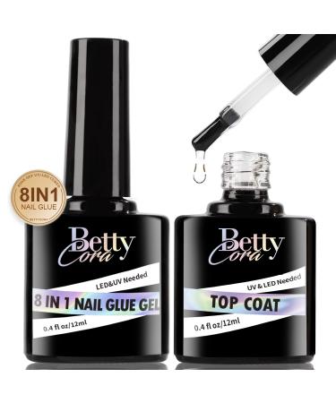 BettyCora Gel x Nail Glue - 8 in 1 Set for Gel Nail Extensions | 2PCS 12ML | Long Lasting Shine Finish | Curing Needed - Buy Online on GoSupps.com