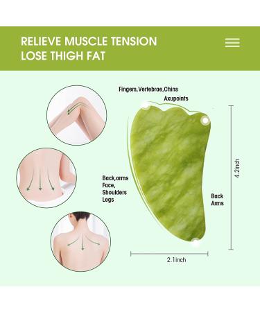 4-Piece Gua Sha Facial Massage Tools Set for Face and Body Scraping - Grass Green - Buy Online on GoSupps.com