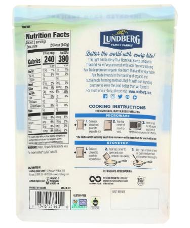 Organic White Jasmine Rice - Lundberg Family Farms, 8 oz - Thai Hom Mali - Buy Online on GoSupps.com