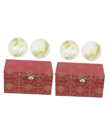 Healeved 2 sentences Gymnastics ball marble fitness forearm handle strength massage balls for the hands practice gifts jade baoding balls acupressure hand portable lantian jade leisure ball older 3.5x3.5cmx2pcs different colors x 2 pieces