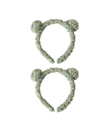 XNHIU 2 Pieces Bear Ears Headbands Fluffy Bear Ears Hairbands Makeup Headbands Hair Accessories for Washing Face Party Decoration (Green)