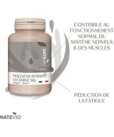 Marine Magnesium Vitamin B6-120 Vegetable Capsules - Vitamin - Fatigue - Stress Anxiety - Made in France Natevio - Buy Online on GoSupps.com