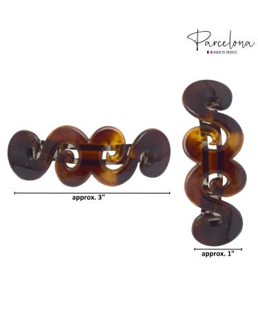 Parcelona French Swirl Medium Tortoise Shell Celluloid Hair Clip Barrette - 3 Inches - Buy Online on GoSupps.com
