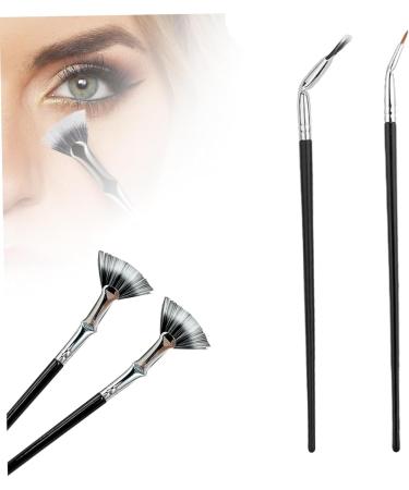 2PCS Eyelash Brush& Angled Eyeliner Brush Double Layer Fiber Folding Angle Scalloped Lash Brush Portable Lash Fan Brush with Smooth Long Handle for Travel - Buy Online on GoSupps.com