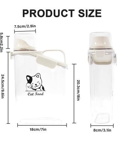Ctomche 2 Pack Pet Food Storage Container Airtight Cat Food and Treats Containers with Handled Lid and Measuring Cup Clear Plastic Cat Food Storage Pour Spout Opening 2.8L*2 Portable for Travel Cat Food Container Transparent - Buy Online on GoSupps.com