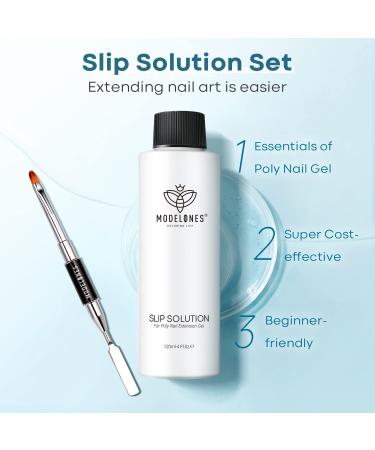 Modelones Poly Nail Gel Kit 120ml - Slip Solution Set with Dual-Ended Nail Brush | Anti-Stick, Non-Odor, Healthy Manicure - Buy Online on GoSupps.com