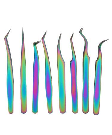 Professional 8-Part Eyelash Tweezers Set - Stainless Steel High Hardness for Eyelash Extensions - Buy Online on GoSupps.com