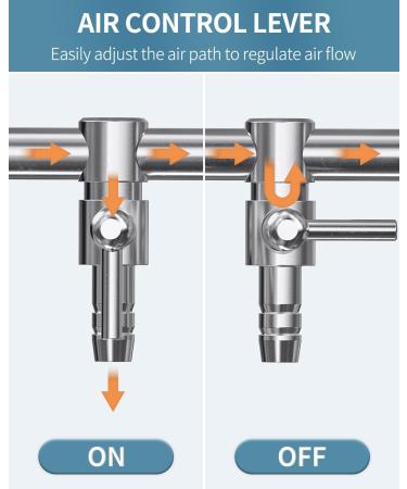 Pawfly 2-Way Aquarium Air Flow Control Valve Distributor - Multi-Port T-Shape & Straight Connector with 1 Check Valve & 4 Suction Cup Clips for Fish Tanks - Buy Online on GoSupps.com