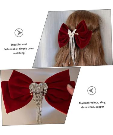FRCOLOR Tassel Hair Clip Hair Bow Clips Bowknot Hair Clip Crystal Bow Hair Clip Tassel Hair Accessories Grosgrain Women Hair Accessories Bow Hair Barrette Headgear Miss Big Bow Rhinestones - Buy Online on GoSupps.com