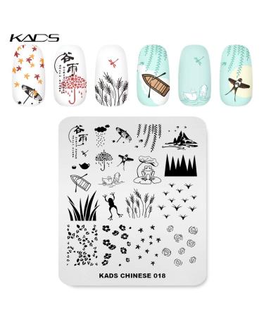 KADS Nail Art Stamping Plate CN018 - Spring Dragon Frog Duck Designs for Creative Nail Decoration - Buy Online on GoSupps.com