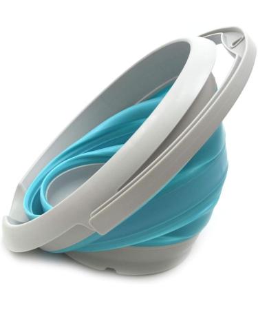 SAMMART 5L Collapsible Plastic Bucket - Portable Fishing Water Pail - Grey/Bright Blue - Buy Online on GoSupps.com