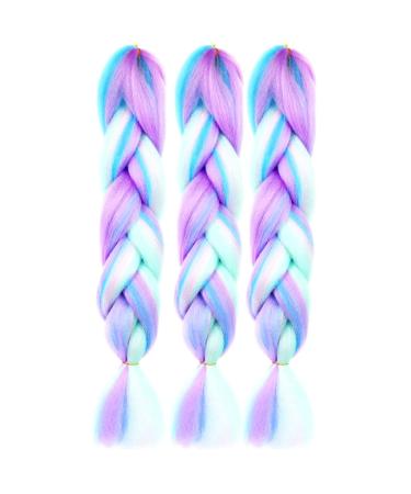 LDMY 24 Jumbo Braids Hair Extensions - Multi-Color Kanekalon Synthetic Hair for Women - 6PCs Pack in Pink Purple Blue Green - 100g/PC - Buy Online on GoSupps.com