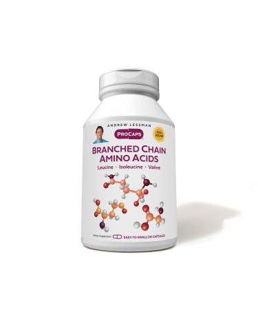 Andrew Lessman Branched Chain Amino Acids 180 Capsules - Pure Free-Form Essential BCAA Formula: Leucine Isoleucine and Valine. Hypoallergenic. Easy-to-Swallow Capsules. No Additives. 180 Count (Pack of 1)