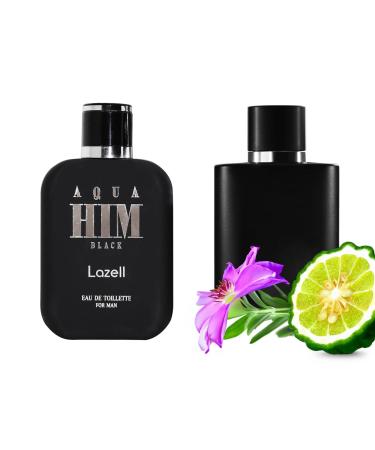 Lazell Aqua Him Black for Men Perfume | Impression by Acqua Di Gi Profumo | Eau De Toilette 3.4 Fl Oz | Watery Woody Spicy Fragrance | European oncentrated Scent Lasts 6-9 Hours