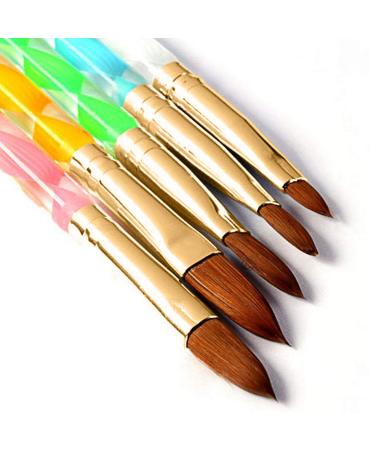 5 Pcs Round Sable Acrylic Design Nail Art UV Gel DIY Brush Pen Nail Art Tool Set No. 2/4/6/8/10