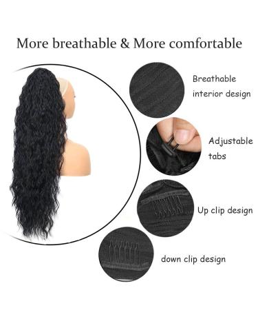 Porsmeer 76cm Wavy Curly Black Ponytail Hair Extension - Clip-In Afro Braid for Women | Natural Look & Easy to Use - Buy Online on GoSupps.com