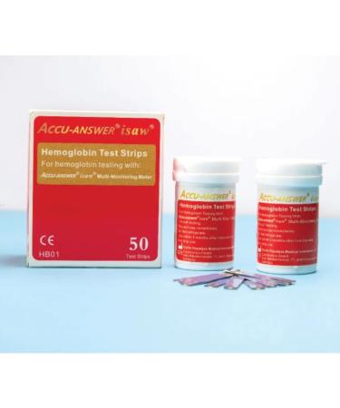 Accu-Answer Hemoglobin Test Strips - 50 strips - Compatible with Accu-Answer Monitoring Device