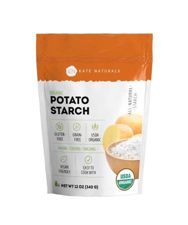 Potato Starch for Baking & Frying (12 oz) by Kate Naturals. 100% Natural & Unmodified USDA Organic Potato Starch Gluten Free for Cooking. Substitute for Organic Corn Starch Flour & Thickening Agent