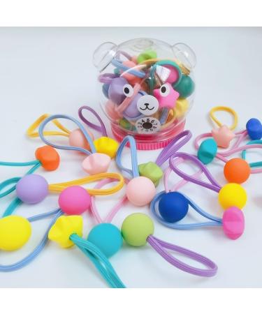 Zanwell 20pc Elastic Hair Ties with Balls Brightly Colored Marble Finish Hair Bands for Girls Bead Bubble Ponytail Holders No Damage Hair Accessories for Infants Toddlers Kids Teens - Buy Online on GoSupps.com
