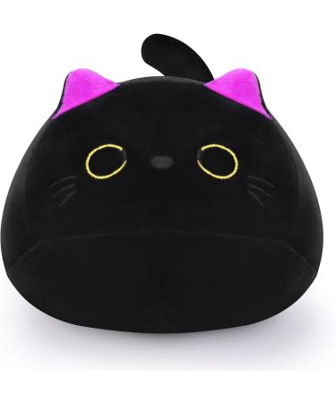 Kawaii Black Cat Plush Stuffed Toy - Chubby Cat Pillow for Home Decoration - 7.9 inch (20cm) - Buy Online on GoSupps.com
