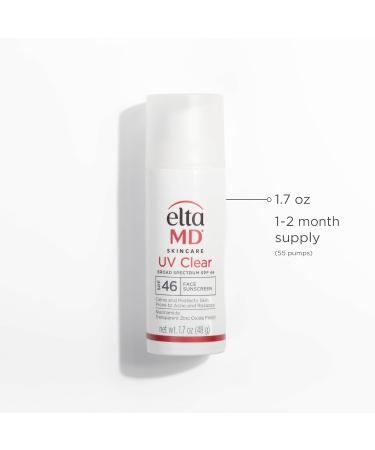 EltaMD UV Clear Face Sunscreen SPF 46 Oil Free for Face with Zinc Oxide Dermatologist Recommended Sunscreen Lotion For Acne-Prone Sensitive Skin 1.7 oz Pump - Buy Online on GoSupps.com