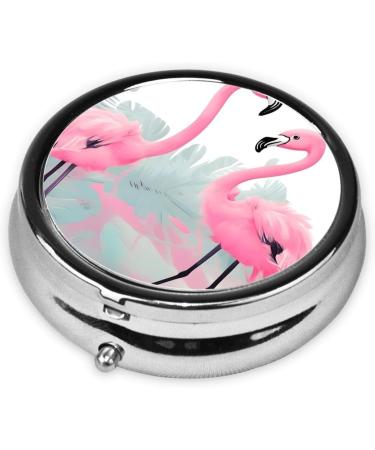Shop Pink Flamingo Round Pill Box 3 Compartment Organizer for Purse & Pocket | Portable Travel Solution - Buy Online on GoSupps.com