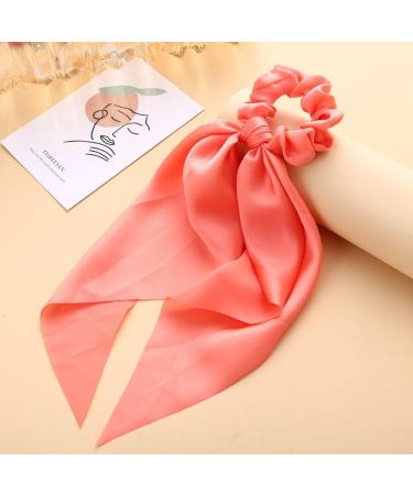 Hair Scarf Scrunchies Set - 7pcs Silky Bowknot Hair Ribbon Ties in Pink/White/Blue/Yellow for Women and Girls - Buy Online on GoSupps.com