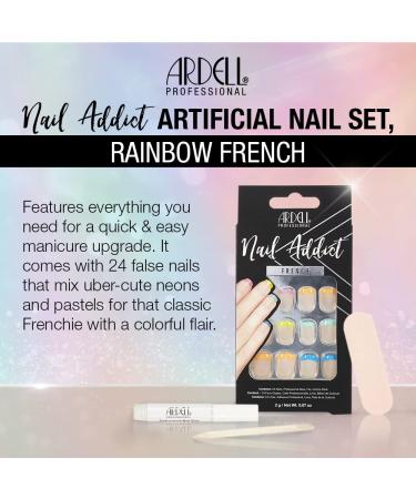 Ardell Nail Addict - Rainbow French | 24 Colorful Press-On Artificial Nails with Glue & File | Short Tips Glebenagel Set for Beautiful Fingernails - Buy Online on GoSupps.com