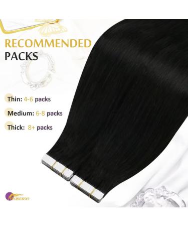 Buy Moresoo Tape In Extensions | Real Remy Hair | Invisible Black Hair Extensions | 10 Pieces 50 cm #1B - Thick & Smooth Quality - Buy Online on GoSupps.com