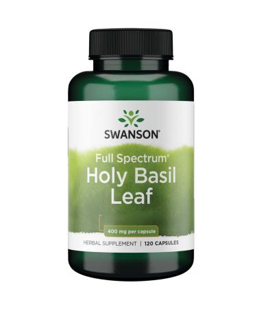 Swanson Full Spectrum Holy Basil Leaf 400mg High-Dose 120 Capsules SOYA-Free Gluten-Free GMO-Free