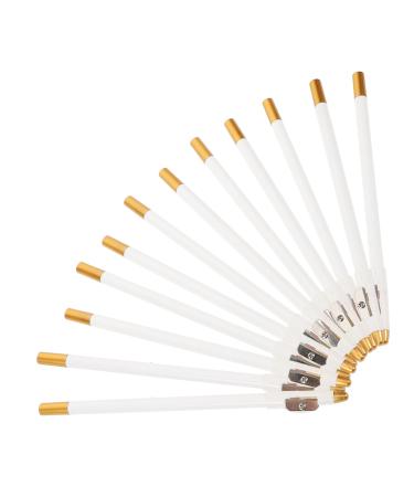 IWOWHERO 12pcs Eyebrow Pencil Sharpener Makeup Pen for Eyebrow Eye Brow Pencil Eyeliner Pencil Wooden White