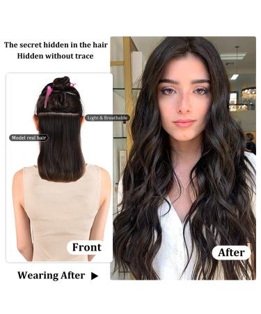 DeeThens 20 Inch Dark Brown Clip-In Wavy Hair Extensions for Women - Thick Synthetic Full Head - 3pcs - Buy Online on GoSupps.com