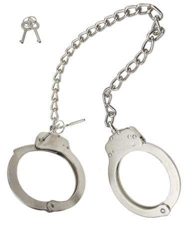 Yoghourds Metal Long Handcuffs - Sturdy Durable Double Lock Steel LegCuffs, Police Professional Heavy Duty Ankle Handcuffs with 2 Keys & Holster (Sliver)