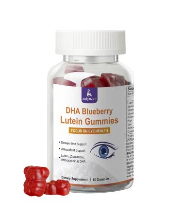 Lutein and Zeaxanthin Gummies Supplements Support Eye Health 9 in 1 with Vitamin E and C B-carotene DHA Zinc Anthocyanin (Blueberry Extract) Complex Probiotics Non-GMO Gluten Free I 60 Gummies 1 bottle