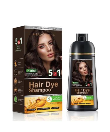 YUNZHIHUI 5-in-1 Color Shampoo with 5 Herbal Extracts Instant Natural Dye for White Hair Multifunctional Hair Dye Shampoo for Men and Women - 500ml (Purple)