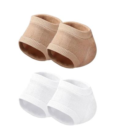 minkissy 2 Pairs Moisturizing Heel Socks Open Toe Socks Cracked Gel Heel Protector Toeless Spa Socks Heel Repair Socks Footcare for Dry Hard Cracked Skin A