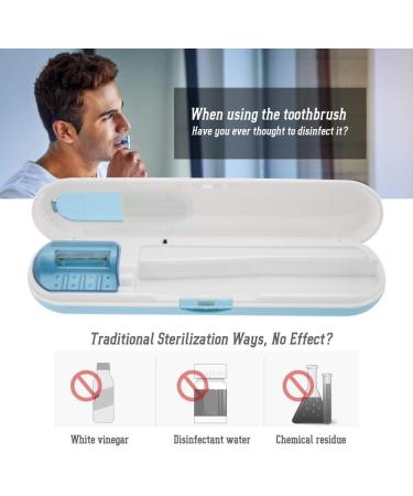 Toothbrush Sanitizer Portable UV Light Sterilizer Head LED Toothbrush Sanitizer Case Cleaner Organizer Travel Storage Holder Disinfection Box Household for Tooth Brush (Blue) - Buy Online on GoSupps.com