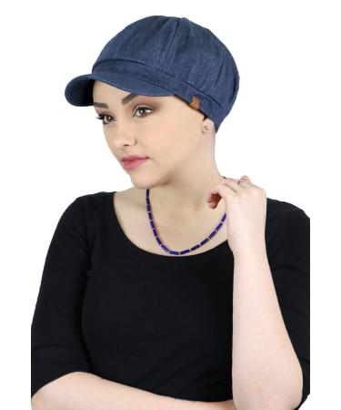 Newsboy Cap for Women Cabbie Summer Hats Ladies Chemo Headwear Head Coverings Gatsby Denim Indigo
