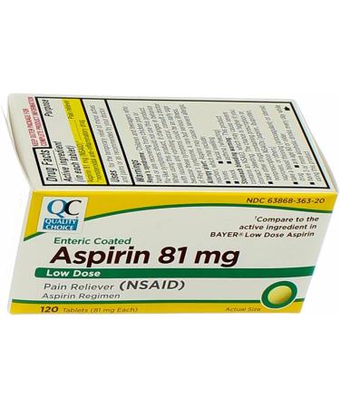 Quality Choice Aspirin Low Dose 81mg 120 Count - Pain Relief Supplement - Buy Online on GoSupps.com