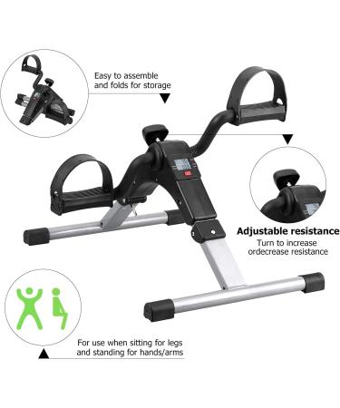 Folding Pedal Exerciser Mini Exercise Bike - Portable Under Desk Foot Pedal Exerciser for Arm and Leg Workout - Silver - Buy Online on GoSupps.com
